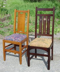 Shown with an original Gustav Stickley "H-back" dining chair for scale.